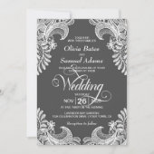 Elegant Gray Lace Wedding Kaart (Voorkant)