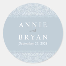 Elegant Gray Lace Wedding Ronde Sticker