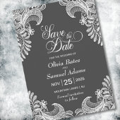 Elegant Gray Lace Wedding Save The Date
