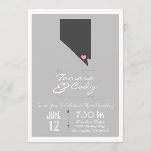 Elegant Gray Las Vegas, Nevada Wedding Invitation Kaart