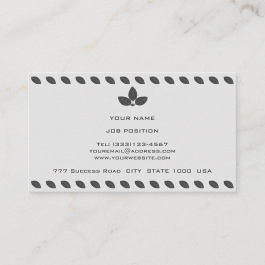 Elegant Gray Laurel lekt uit op zilverkleurige kle Visitekaartje (Achterkant)