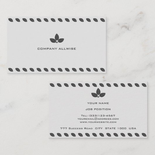 Elegant Gray Laurel lekt uit op zilverkleurige kle Visitekaartje (Voorkant / Achterkant)