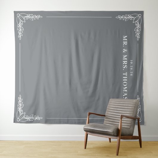 Elegant Gray Leaf Motions Wandkleed (In Situ (horizontaal))