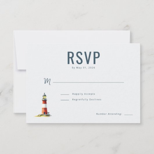 Elegant Gray Lighthouse RSVP Kaartje (Voorkant)