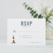 Elegant Gray Lighthouse RSVP Kaartje (Staand voorkant)