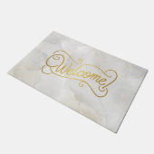 Elegant Gray Marble and Gold Script Welcome Deurmat (Schuin)