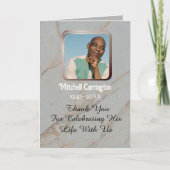 Elegant Gray Marble Male Funeral Memorial Service Bedankkaart (Voorkant)