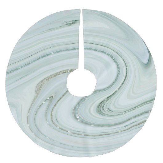 Elegant Gray Marble Swirl Silver Glitter Luxuric Kerstboom Rok (Voorkant)