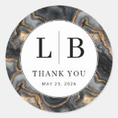 Elegant Gray Marbled Gratitude Ronde Sticker (Voorkant)