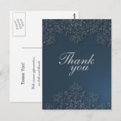 Elegant gray marvy floral swirls bruiloft bedankt briefkaart (Voorkant / Achterkant)