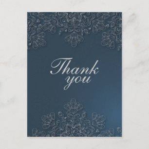 Elegant gray marvy floral swirls bruiloft bedankt briefkaart
