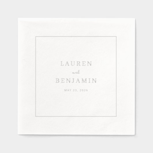 Elegant Gray Minimalist Names Folie Servetten (Voorkant)