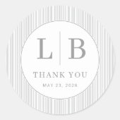 Elegant Gray Minimalist Thank You Ronde Sticker (Voorkant)