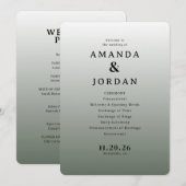 Elegant Gray Minimalist Wedding Ceremony Programmakaart (Voorkant / Achterkant)