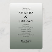 Elegant Gray Minimalist Wedding Program Programmakaart (Voorkant)