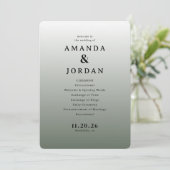 Elegant Gray Minimalist Wedding Program Programmakaart (Staand voorkant)