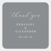 Elegant Gray Minimalist Wedding Thank You Sticker (Voorkant)