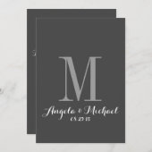 Elegant Gray Monogram Initiaal Weddenschap Kaart (Voorkant / Achterkant)