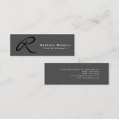 Elegant Gray Monogram Modern Professional Mini Visitekaartje (Voorkant / Achterkant)