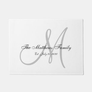 Elegant Gray Monogram Naam Passen getrouwd Weddens Deurmat