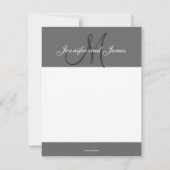 Elegant Gray Monogram Namen Nieuwste Wed Note Card Notitiekaartje (Achterkant)