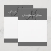 Elegant Gray Monogram Namen Nieuwste Wed Note Card Notitiekaartje (Voorkant / Achterkant)