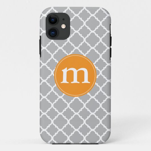 Elegant Gray Moroccan Quatrefoil gepersonaliseerd Case-Mate iPhone Case (Achterkant)