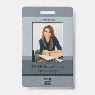 Elegant Gray Palette Employee Photo ID Company Badge