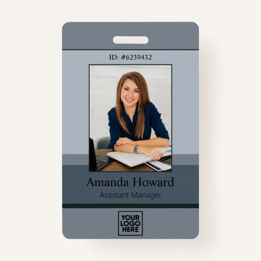 Elegant Gray Palette Employee Photo ID Company Badge (Voorkant)