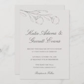 Elegant Gray Pencil Schetch Flowers Weddenschap Kaart (Voorkant / Achterkant)