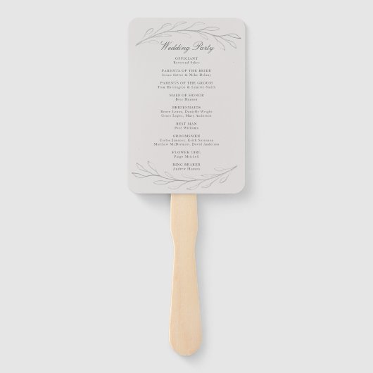 Elegant Gray Pencil Schetch Twigs Wedding Programm Handwaaier (Achterkant)