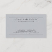 Elegant Gray Personalized Modern Minimalist Visitekaartje (Achterkant)