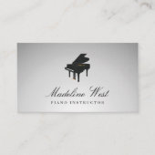 Elegant Gray Piano Instructor Music Teacher Visitekaartje (Voorkant)