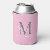 Elegant Gray Pink Gepersonaliseerde monogram naam Blikjeskoeler (Blikje Achterkant)