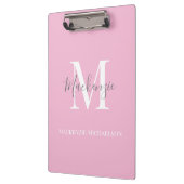 Elegant Gray Pink Gepersonaliseerde monogram naam Klembord (Links)