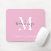 Elegant Gray Pink Gepersonaliseerde monogram naam Muismat (Met muis)