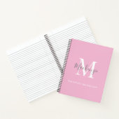 Elegant Gray Pink Gepersonaliseerde monogram naam Notitieboek (Binnen)