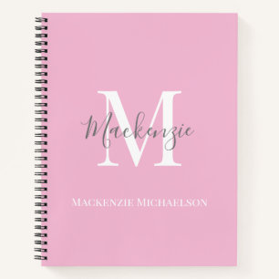 Elegant Gray Pink Gepersonaliseerde monogram naam Notitieboek