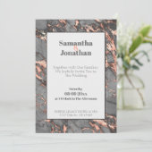 Elegant Gray Pink Marmer Wedding Kaart (Staand voorkant)