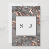Elegant Gray Pink Marmer Wedding Kaart (Achterkant)