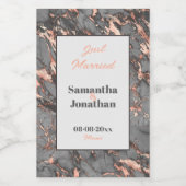 Elegant Gray Pink Marmer Wedding Wijn Etiket (Enkel label)
