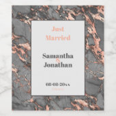 Elegant Gray Pink Marmer Wedding Wijn Etiket (Enkel label)