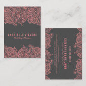 Elegant Gray & Pink Paisley Wedding Planner Visitekaartje (Voorkant / Achterkant)