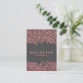 Elegant Gray & Pink Paisley Wedding Planner Visitekaartje (Staand voorkant)