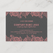 Elegant Gray & Pink Paisley Wedding Planner Visitekaartje (Achterkant)