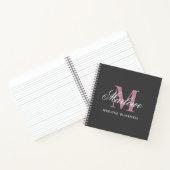 Elegant Gray Pink White Monogram Calligrafie Notitieboek (Binnen)