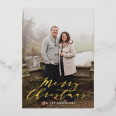 Elegant Gray Pset Foto Folie Feestdagenkaart (Voorkant)