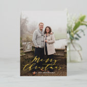 Elegant Gray Pset Foto Folie Feestdagenkaart (Staand Voorkant)