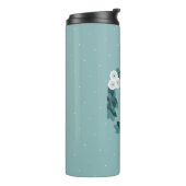 Elegant Gray Ranunculus Flowers & Foliage Monogram Thermosbeker (Gedraaid links)