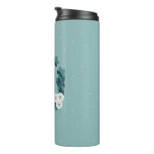 Elegant Gray Ranunculus Flowers & Foliage Monogram Thermosbeker (Geroteerd rechts)